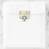 Sticker Carré Hanoukka Rainbow Candles Gold Menorah (Sac)