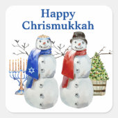 Sticker Carré Hanoukka Snowman Christmas Chrismukkah (Devant)