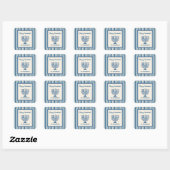 Sticker Carré Hanukkah Menorah Stripes Trendy Custom  (Feuille)