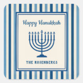 Sticker Carré Hanukkah Menorah Stripes Trendy Custom  (Devant)