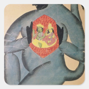 Sticker Carré Hanuman indiquant Rama et Sita