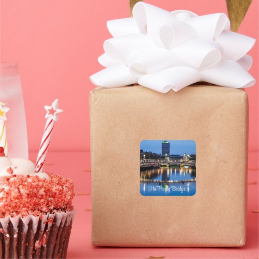 Sticker Carré Ha'Penny Bridge, Dublin, Irlande (Fête)