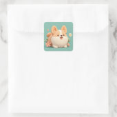 Sticker Carré Happi Corgi dodu en argile (Sac)