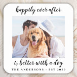 Sticker Carré Happily Ever After Photo Wedding<br><div class="desc">Heureux Après Est Meilleur Avec Un Chien ! Ajoutez la touche finale à votre mariage avec ces stickers photo personnalisés. Idéal pour votre mariage après la fête et la réception, et comme les étiquettes de mariage pour vos invités. Customisez ces autocollants photo mariage avec votre photo mariage préférée, photo chien...</div>