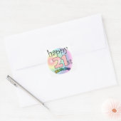 Sticker Carré Happy 21st Birthday (rose) (Enveloppe)