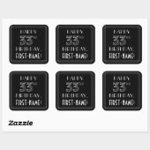 Sticker Carré HAPPY 33E ANNIVERSAIRE ; Style Art Déco ; Nom pers (Feuille)