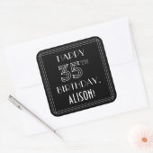 Sticker Carré HAPPY 35E ANNIVERSAIRE ; Style Art Déco ; Nom pers (Enveloppe)
