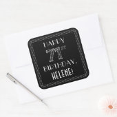 Sticker Carré HAPPY 71E ANNIVERSAIRE ; Style Art Déco ; Nom pers (Enveloppe)
