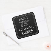 Sticker Carré HAPPY 75E ANNIVERSAIRE ; Style Art Déco ; Nom pers (Enveloppe)