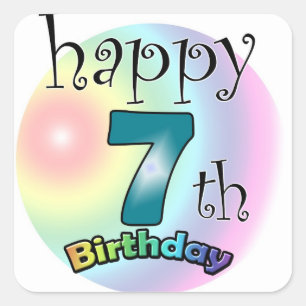 Sticker Carré Happy 7th Birthday