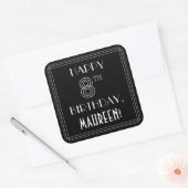 Sticker Carré HAPPY 8E ANNIVERSAIRE ; Style Art Déco ; Nom perso (Enveloppe)