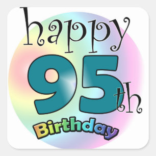 Sticker Carré Happy 95th Birthday (bleu)