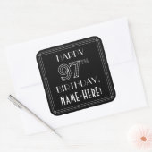 Sticker Carré HAPPY 97E ANNIVERSAIRE ; Style Art Déco ; Nom pers (Enveloppe)