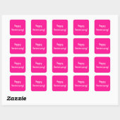 Sticker Carré Happy Anniversary Hot Pink White Typography (Feuille)