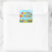 Sticker Carré Happy birthday construction builder theme (Sac)