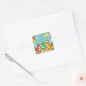 Sticker Carré Happy birthday dinosaurs theme (Enveloppe)