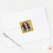 Sticker Carré Happy Birthday Modern Simple Custom Photo (Enveloppe)