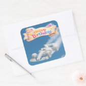 Sticker Carré Happy birthday racing car cloud Square (Enveloppe)
