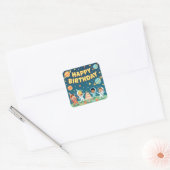 Sticker Carré Happy birthday space theme (Enveloppe)