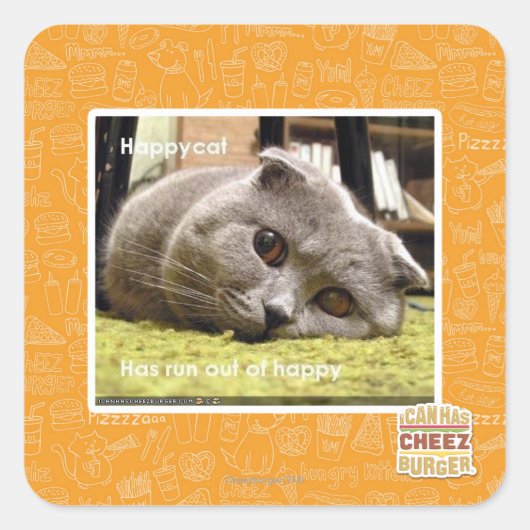 Sticker Carré Happy cat, de happy (Devant)