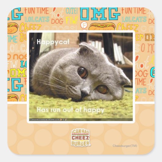 Sticker Carré Happy cat, de happy (Devant)