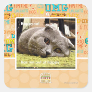 Sticker Carré Happy cat, de happy