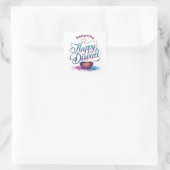 Sticker Carré Happy Diwali customisable white  (Sac)