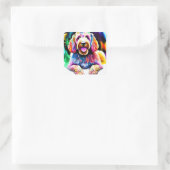 Sticker Carré Happy Dog Goldendoodle Design d'aquarelle (Sac)