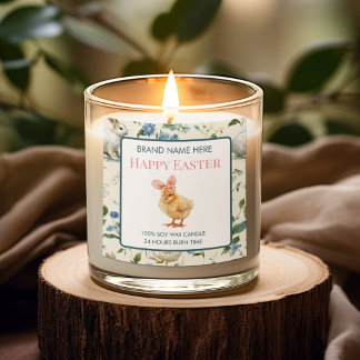Sticker Carré Happy Easter Baby Chick Custom Candle Label