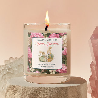 Sticker Carré Happy Easter Bunnies Custom Candle Label