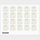 Sticker Carré Happy Easter Bunny and Eggs (Feuille)
