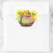 STICKER CARRÉ "HAPPY EASTER" CHICS (Sac)