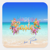Sticker Carré Happy Easter from Florida Tropical Beach (Devant)