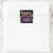 Sticker Carré HAPPY EASTER Parties scintillant Oeuf Arc-en-ciel  (Sac)