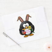 STICKER CARRÉ "HAPPY EASTER" PENGUIN BUNNY (Enveloppe)