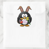 STICKER CARRÉ "HAPPY EASTER" PENGUIN BUNNY (Sac)