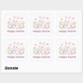 Sticker Carré Happy Easter Spring Design - Cute Easter Bunny  (Feuille)