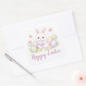 Sticker Carré Happy Easter Spring Design - Cute Easter Bunny  (Enveloppe)
