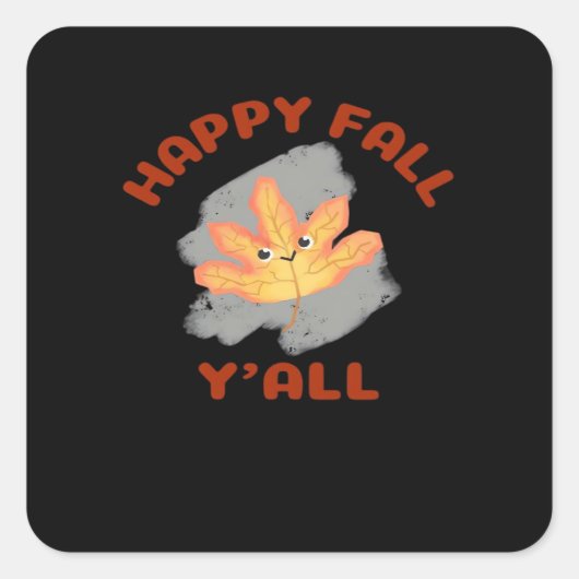Sticker Carré Happy Fall Y’all Retro Classic (Devant)