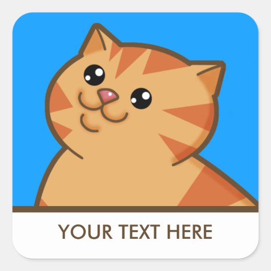 Sticker Carré Happy Fat Orange Chat (Devant)