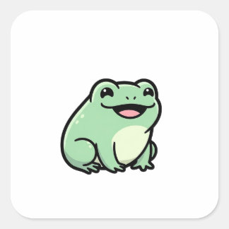 Sticker Carré Happy Frog – Cute Kawaii Animal Illustration