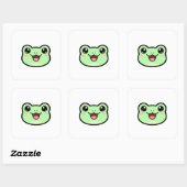 Sticker Carré Happy Frog – Cute Kawaii Illustration (Feuille)