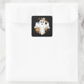 Sticker Carré Happy Ghost Retro Hippie Vibe (Sac)