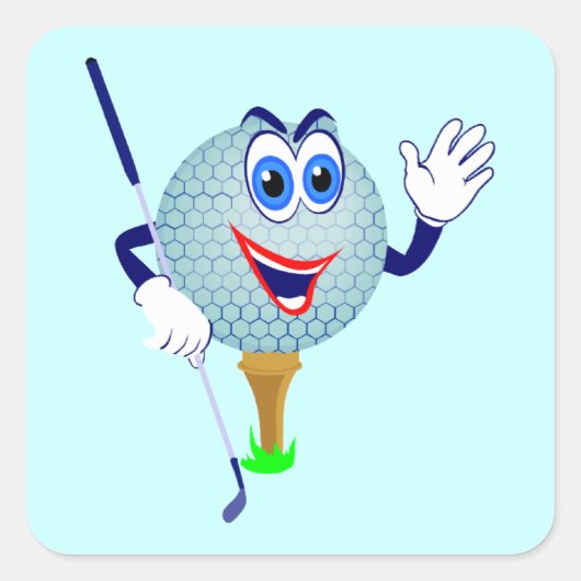 Sticker Carré Happy Golf Ball T-shirts et cadeaux (Devant)