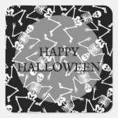 Sticker Carré Happy Halloween Dancing Skeletons (Devant)