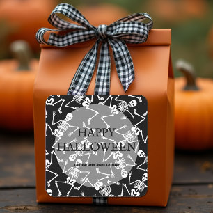 Sticker Carré Happy Halloween Dancing Skeletons