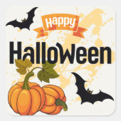 Sticker Carré Happy Halloween design (Devant)