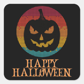 Sticker Carré Happy Halloween drôle caractère Déplaisant