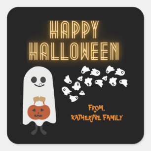 Sticker Carré Happy Halloween mignon cadeau personnalisé goody b