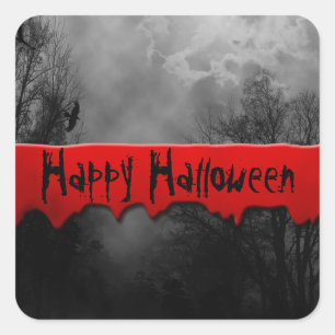 Sticker Carré Happy Halloween sanglant Haunker